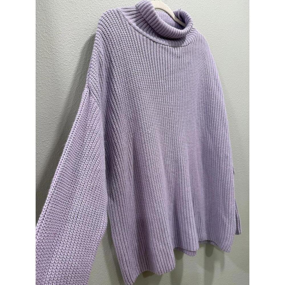 ASOS Design Lilac Turtleneck Roll Down Tunic Knit Sweater, Women's Large - Picture 2 of 4